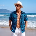 thumbnail image 5 of Men's Hawaiian Shirts Casual Tropical Shirt Short Sleeve Holiday Aloha Hawaii Shirt Blue, 5 of 7