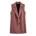 thumbnail image 5 of Xaqiouau Women's Long Sleeveless Trench Coat Lapel Collar Open Front Vest Jacket Casual Button Down Lightweight Duster Waistcoat Outerwear with Pockets, 5 of 6
