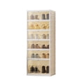 thumbnail image 1 of 6 Tier Foldable Shoe Rack Organizer for Closet 6-12Pairs Plastic Clear Collapsible Shoe Shelf For Front Door Entrance, Stackable Folding Shoes Storage Boxes Dustproof, 1 of 7