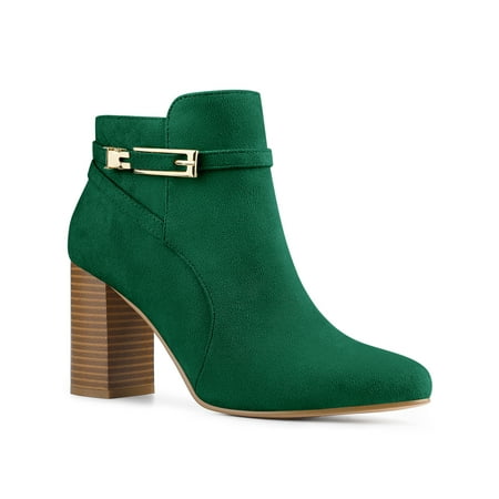 

Allegra K Women s Buckle Round Toe Chunky Heels Ankle Boots