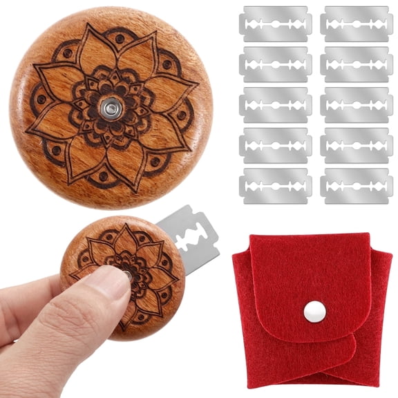 Sourdough Scoring Tool Retractable Bread Lame for Baking, Small Round Wooden Dough Scorer with 10 Stainless Steel Blades and Storage Bag