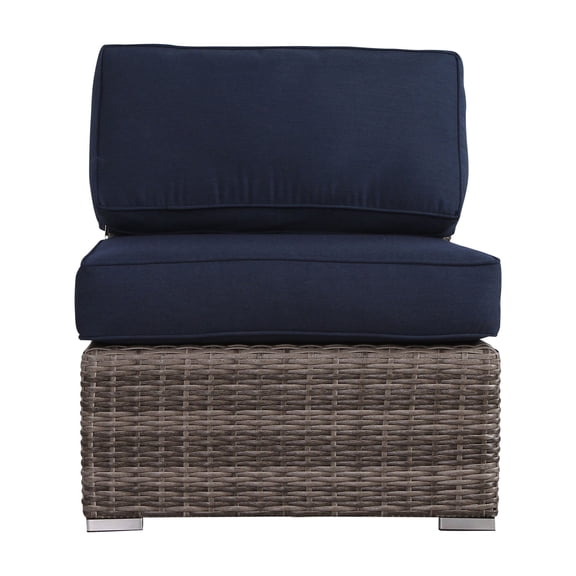 Living Source International 8-Piece Seating Group with Cushions in Gray/Navy