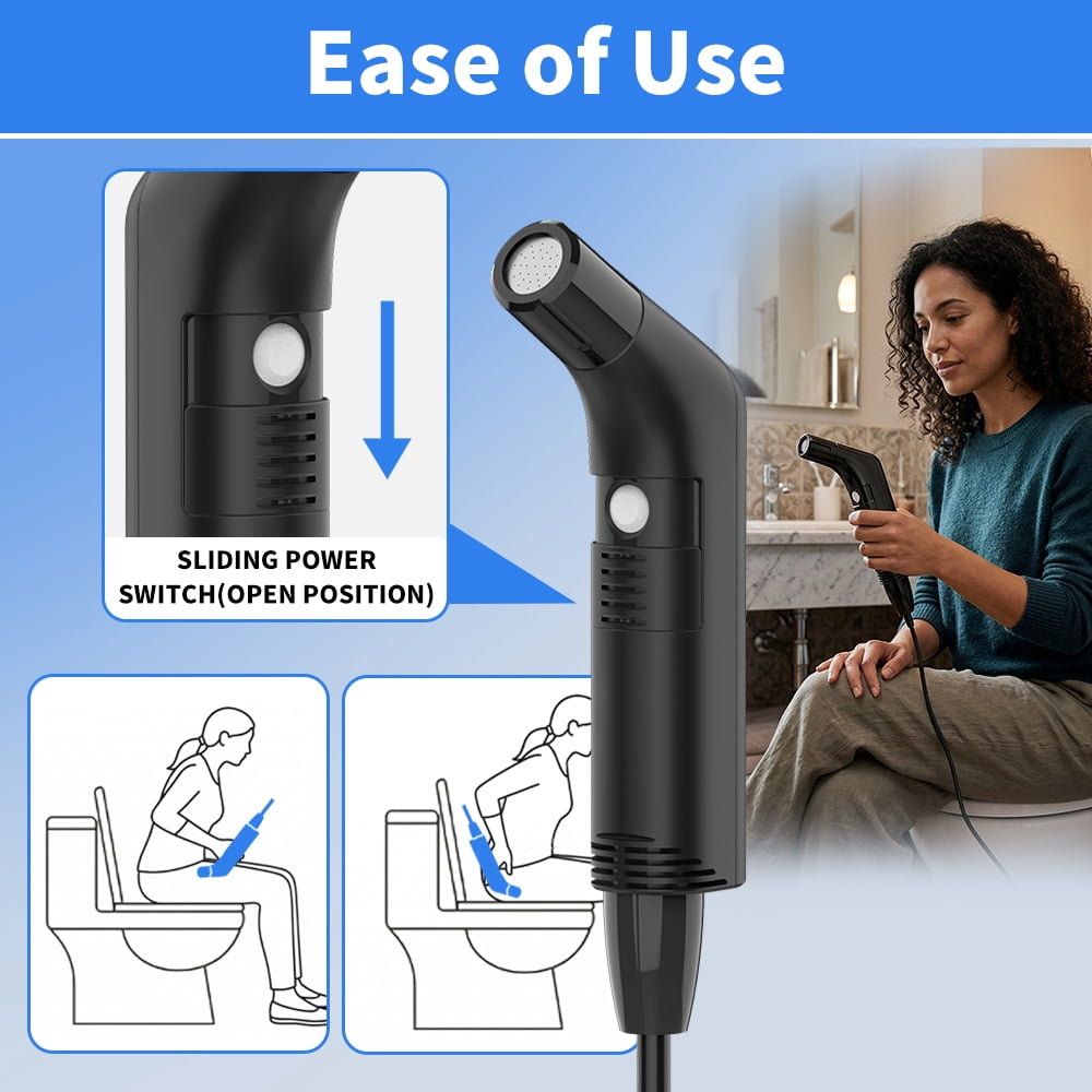 WOWER Electric Handheld Bidet, Dual Pressure Mode, Portable Bidet with Rechargeable 800mAh Battery, Collapsible 2300mL Water Tank Included