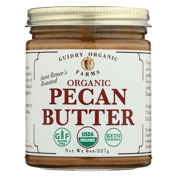 Guidry Organic Farms Organic Pecan Butter, 8 oz – Small Batch, Keto, Vegan, Gluten-Free, Made in Louisiana