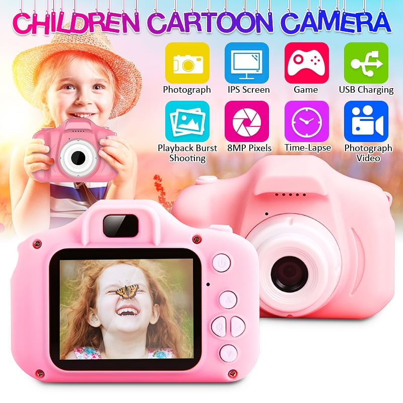 Maydolly Kids Digital Camera Video Recorder for Girls and Boys Age 3-12 with SD Card and Games 2.0 Inch Screen Toy Camera for Toddlers and Children Gift Pink 