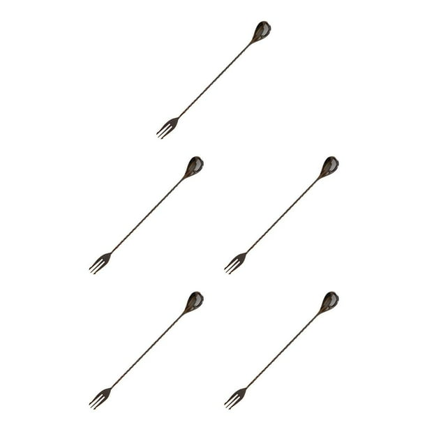 Kearding Barra de acero inoxidable Cuchara para beber con mango largo Coctelera para mezclar Tenedor para mezclar Cucharas para agitar Café Type2 NO2