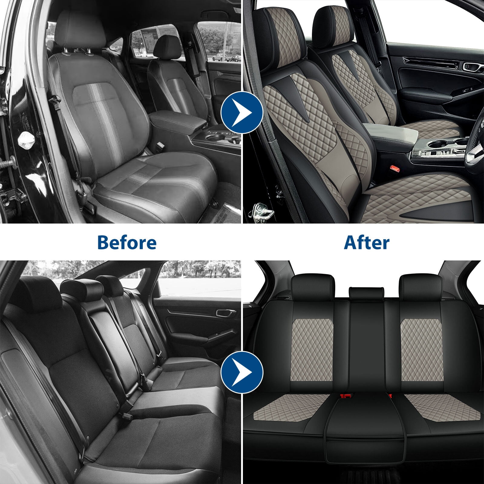 HQBQBUG Car Seat Covers Full Set Custom Fit for Subaru Forester 2014-2024 2025 Full Set Leather Seat Cushion Waterproof Automotive Seat Covers Protector Grey,FullSet(5Seat)