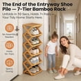 thumbnail image 3 of 2/3/4/5/6/7/8/9/10 Tier Bamboo Shoe Rack, No-Assembly Vertical Slim Shoe Storage, Collapsible Foldable Organizer for Small Spaces, Tall Narrow Shoe Rack for Entryway & Closet (Brown, 6 Tier), 3 of 8
