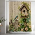thumbnail image 5 of Spring Floral Small Stall Shower Curtain, Waterproof Shower Curtains for Bathroom, Birds Cabin Watercolor Botanical Retro Art Washable Fabric Bath Curtain for Bathtub with Hooks 36x72 Inches, 5 of 9