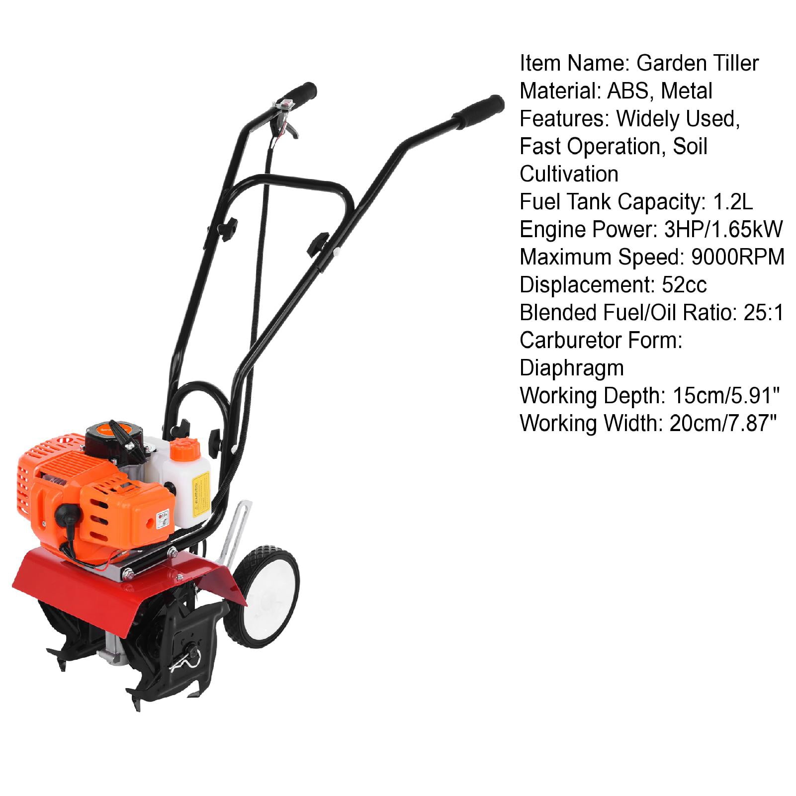 StarBay Cordless Garden Tiller 2 Stroke Rototiller 9000RPM Cultivator 1.2L Fuel Tank Petrol Cultivator, Garden Accessory, Soil Cultivation
