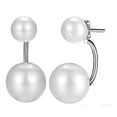 thumbnail image 3 of Fong Fong Women's Double Pearl Earrings 25 Sterling Silver Double Pearl Earring Pearl Front Back Freshwater Cultured Pearl 7mm/9mm Stud Earrings, 3 of 5