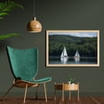 thumbnail image 2 of Sailboat Wall Art with Frame, Sailboats on a Lake Forest Hill Yachting Countryside Coastline Nature Scenics, Printed Fabric Poster for Bathroom Living Room, 35" x 23", Green White, by Ambesonne, 2 of 2