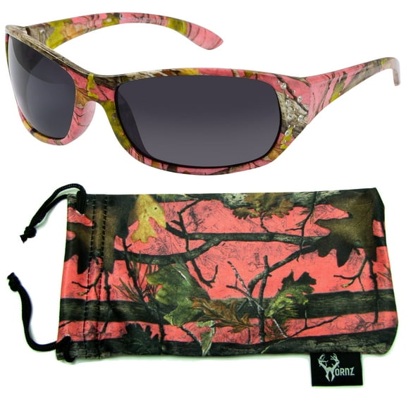 Polarized Pink Camo Sunglasses for Women - Elettra - Pink Camo Frame - Smoke Lens