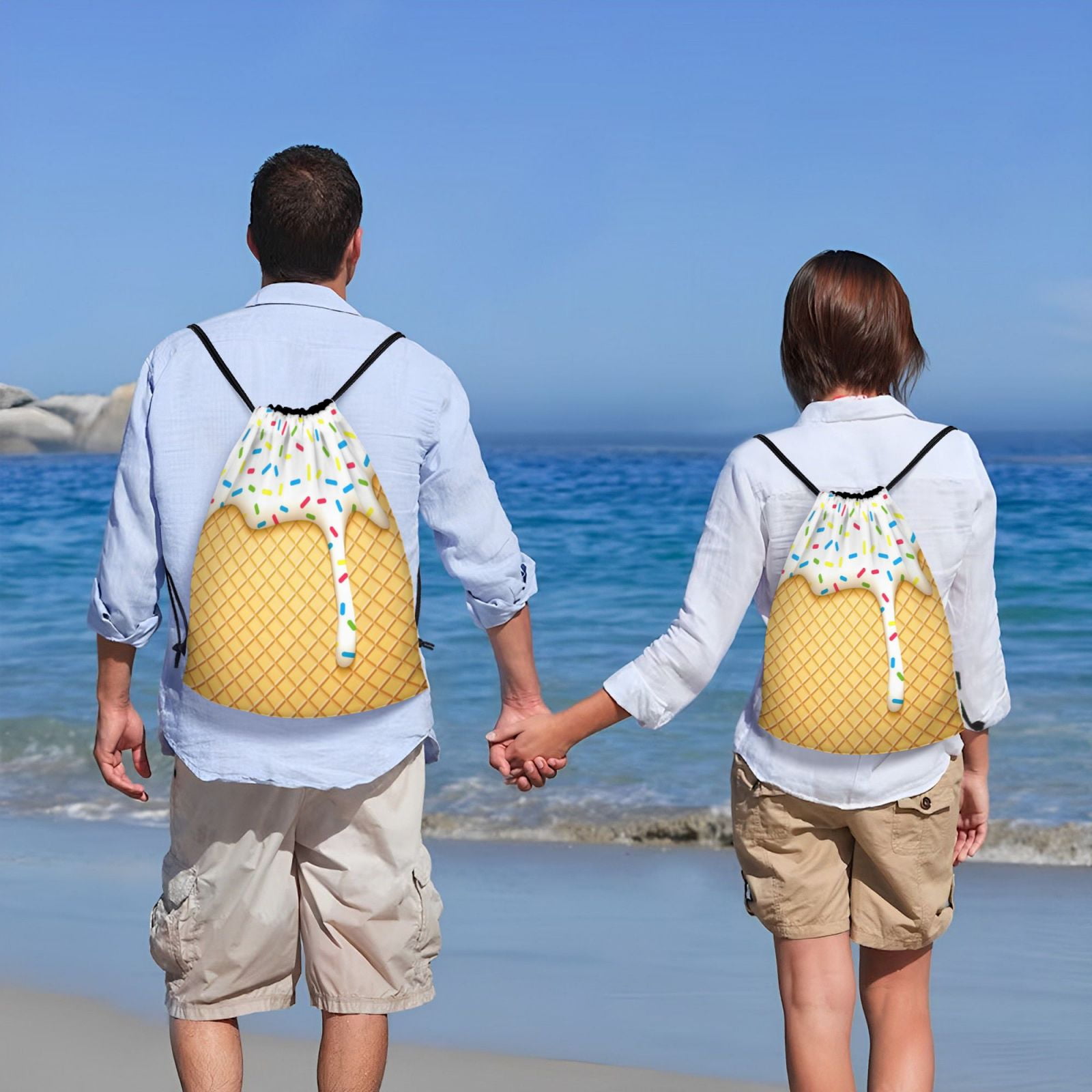Defioc White Ice Cream for Drawstring Backpack Sports Gym