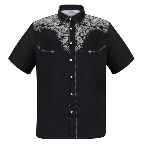 MEZZALL Boys Western Cowboy Print Shirt Short Sleeve Button Down Lapel Shirts Casual Tops Children Youth Leisure Toddler Blouses Clothing