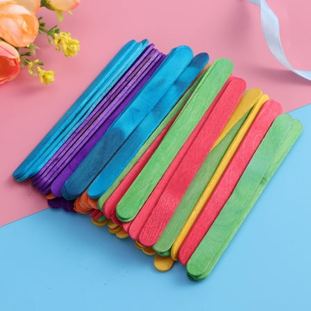 WESIEVYA 200Pcs Colored Popsicles Sticks For Craft Making Assorted Color Flat Smooth Edges Diy Projects