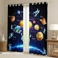 thumbnail image 2 of Outer Space Curtains Planet 30%-50% Blackout Curtains,Solar System Window Curtains Teens Blue Galaxy Starry Sky Astronaut Print Bedroom Curtains Universe Themed Curtains,2 Panels 42Wx84L, 2 of 5