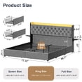 thumbnail image 4 of GUNAITO King Size Bed Frame with 4 Storage Drawers, Velvet Upholstered LED Bed with LED and USB Ports, Modern Wingback Headboard Bed with Bedside Storage Board, Gray, 4 of 11