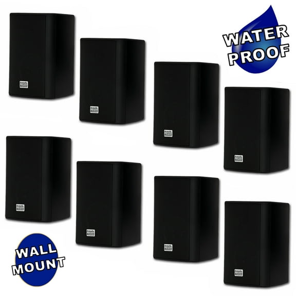 Acoustic Audio AA351B Indoor Outdoor 2 Way Black Speakers 2000 Watt 4 Pair Pack AA351B-4Pr