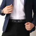 thumbnail image 2 of Men's Automatic Ratchet Belt, 1.38" Wide PU Leather Dress Belt, No-Hole Adjustable Business Belt for Jeans and Dress Pants, Black Brown White - TRISJEM, 2 of 9
