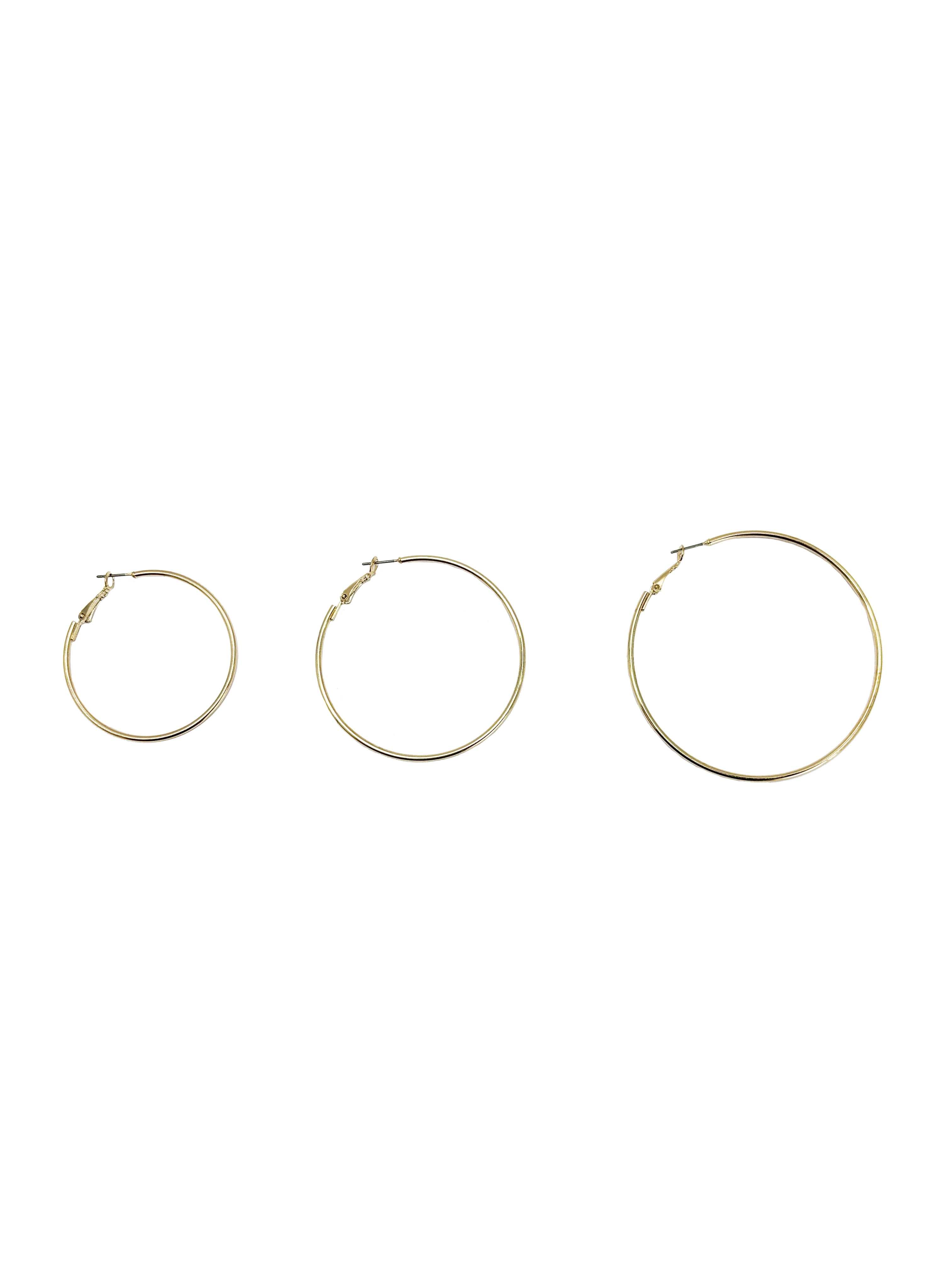Time and Tru Women's Gold Tone Graduated Wire Hoop Earring Set, 6-Piece
