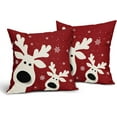 thumbnail image 2 of Deer Christmas Pillow Covers 20X20 Inch Winter Red Snowflake Reindeer Decorative Pillow Cases Merry Christmas Holiday Square Throw Pillows Set of 2 Home Decor for Sofa Couch Bedroom Outdoor, 2 of 4