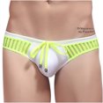 thumbnail image 2 of Calzoncillos de natación de secado rápido de aguas termales con cordón a rayas de color sólido de cintura baja para hombres Pompotops qyievc7598, 2 of 5