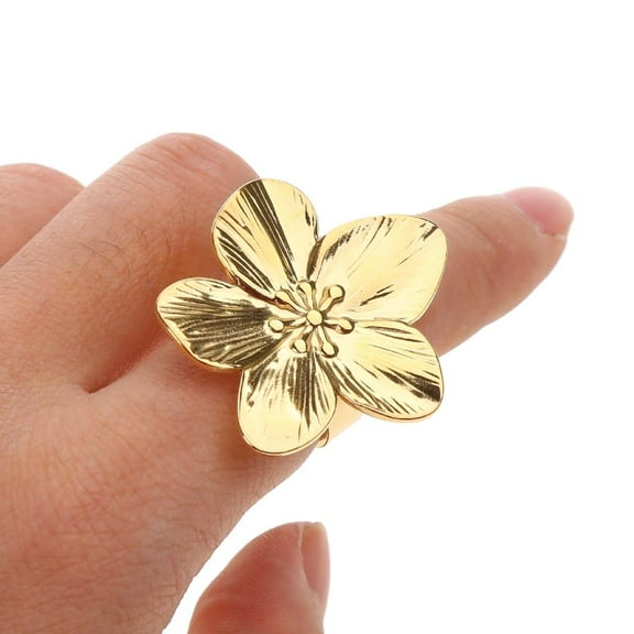 Necvior Simple Flower Open Ring Romantic Finger Bands Ring Fashion Adjustable Rings