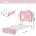 thumbnail image 5 of Hiphuta Twin Size Bed Frame with RGB LED and Power Outlets, Velvet Upholstered Platform Bed with Drawer and Side Storage, Pink, 5 of 8