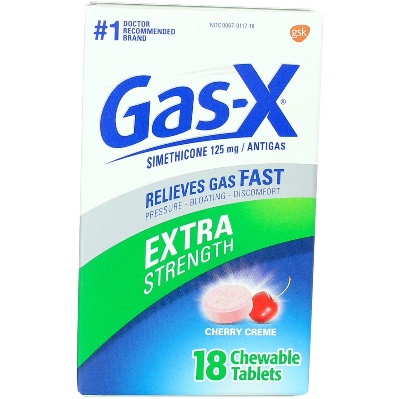 Gas-X Extra Strength Gas Relief Chewable Tablets, Cherry Creme, 18 Ct (2 Pack) (Bundle)