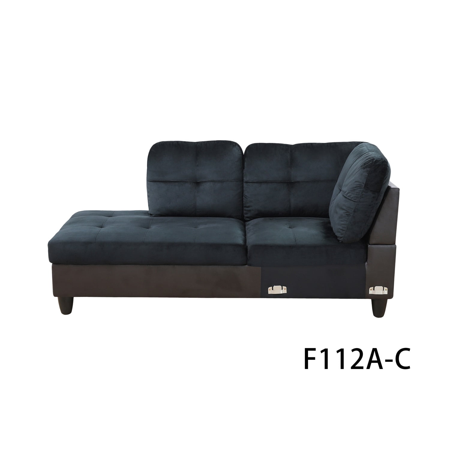 Hommoo L Shaped Couches and Sofas, Lint And PVC Living Room Furniture Sets, Modern Sectional Sofa for Small Space, Dark Blue and Brown(No Ottomans)