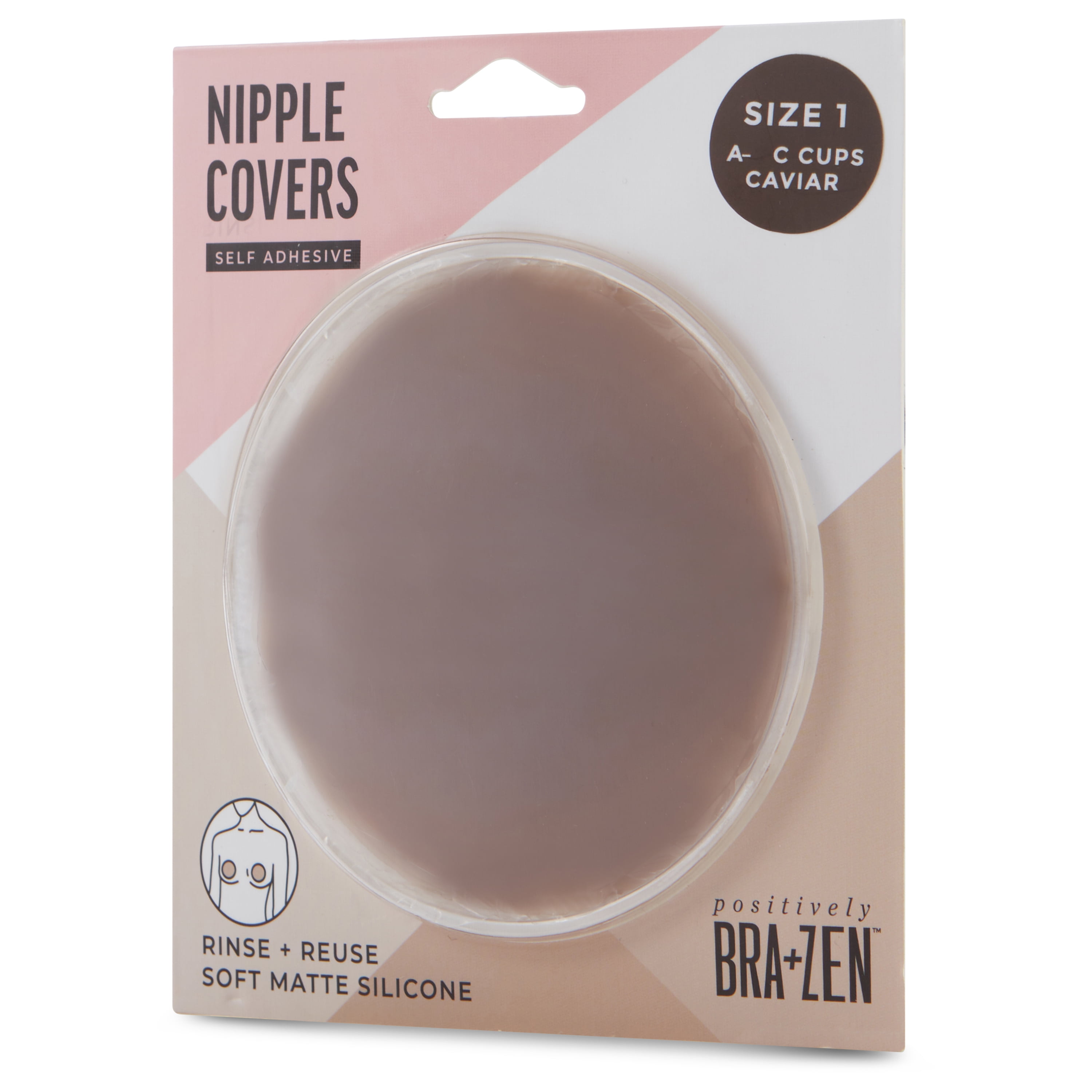 Positively BRA+ZEN Reusable Stick-on Silicone Adhesive Nipple Cover Pasties, Size 1 & 2 Breast Petals