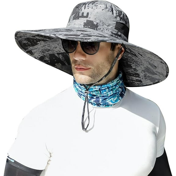 XXL Big Head & Super Wide Brim Sun Hats for Men, XXL Large Fishing Sun Hat for Safari Gardening,Hiking