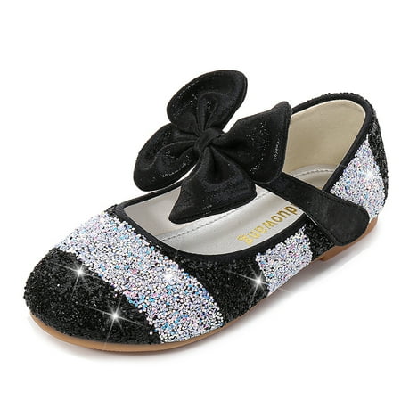 

Girls Elegant Exquisite Sequin Princess Shoes With Bow Non-slip Soft Comfortable Ballet Shoes For Party Performance