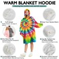 thumbnail image 5 of Colorful Tie Dye Rainbow Pattern Wearable Oversized Blanket,Wearable Blanket Hoodie for Adults,Cozy Hooded Blankets with Super Pockets,Super Warm Fuzzy Pullover for Women & Men, 5 of 6