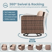ELPOSUN 7-Piece Rattan Outdoor Patio Furniture Set with Swivel Chairs and Storage Table, Beige