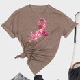 thumbnail image 2 of Honeeladyy Breast Cancer Awareness Shirts Women Pink Ribbon T-Shirts Cancer Fighter Leopard Heart Graphic Tee Short Sleeve Tops #Xm-Khaki-M, 2 of 5
