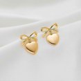 thumbnail image 1 of Gold Heart Dangle Earrings For Women, Ribbon Bow Dangle Earrings, Gift for Valentine's Day Anniversary Birthday, 1 of 5