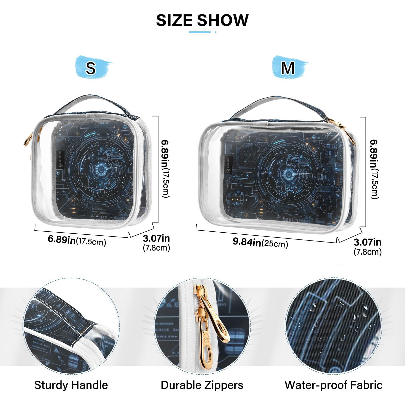 Clear Makeup Bags with Handle Large Opening 2 Pack Set Toiletry Bag Quart Size Bag, for Women Man Traveling Travel Essentials, Toiletries and Other. Game Graphic Capture