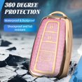 thumbnail image 4 of Key Fob Cover Compatible with Toyota RAV4 Corolla Prius Camry Highlander Avalon C-HR Keychain Case Holder Protector,Gold-pink, 4 of 5