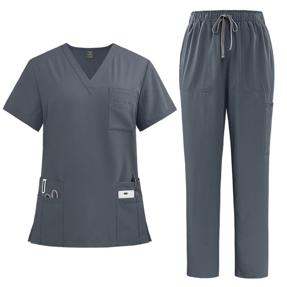 Gray Doctor Nurse Work Uniforms Set Unisex Shirt & Pant Surgical Uniforms Set