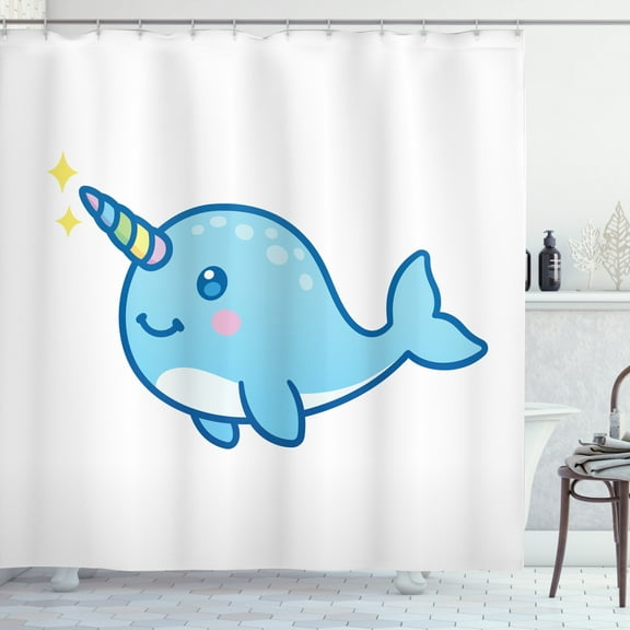 Ambesonne Narwhal Shower Curtain, Unicorn of the Sea, 69"Wx70"L, Multicolor