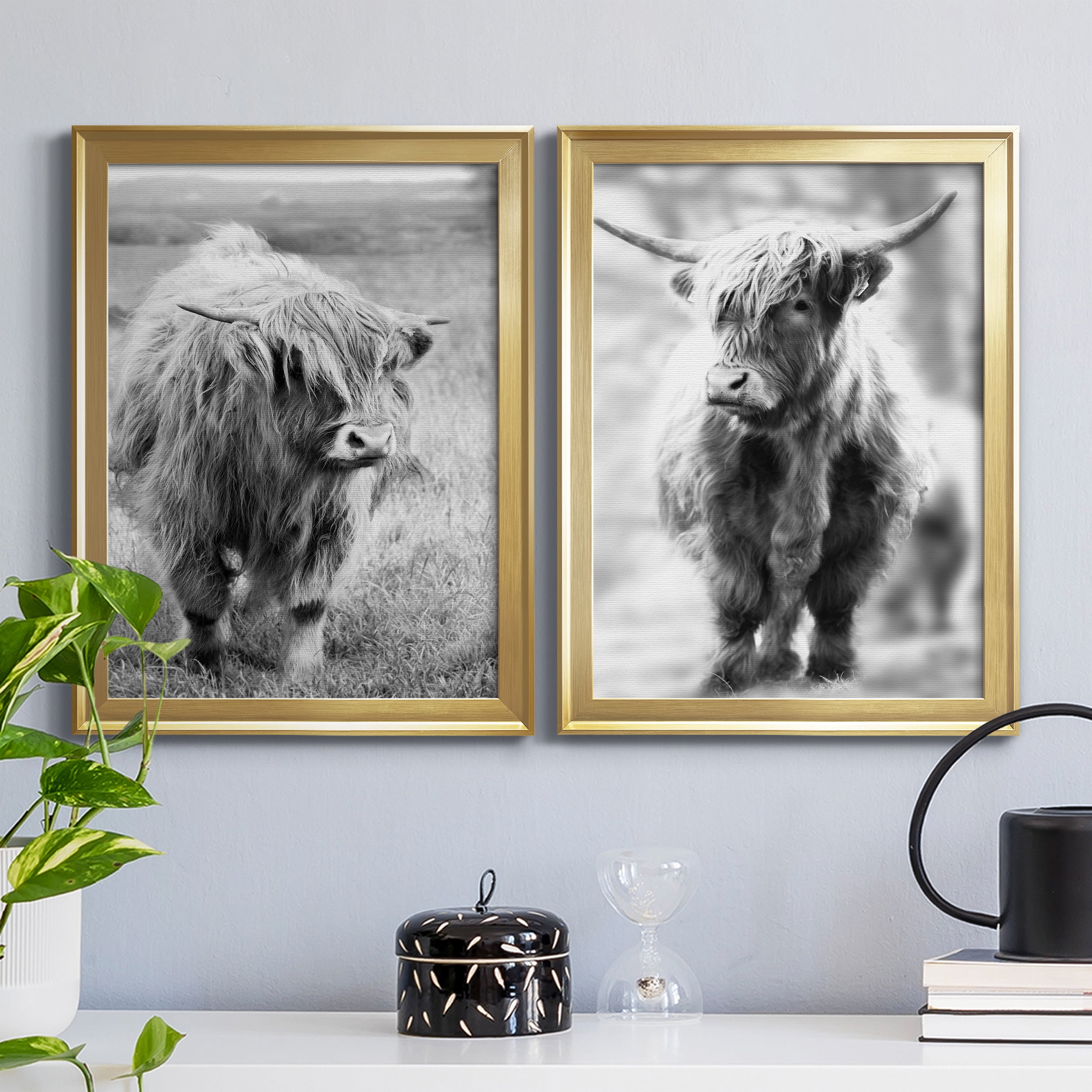 2 Piece Set Gretna Green Highland Premium Framed Canvas - Ready to Hang - 18.5 x 24.5 Each - Gold Frame