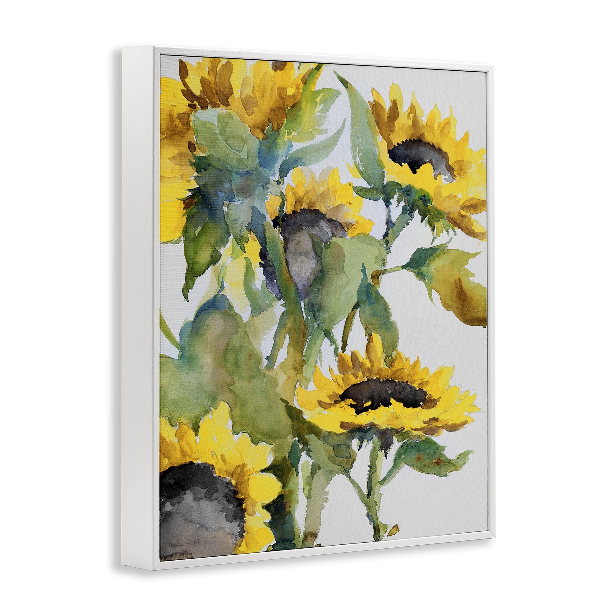 Stupell Industries Bright Blooming Sunflowers Botanical & Floral Painting White Framed Art Print Wall Art, 24 x 30