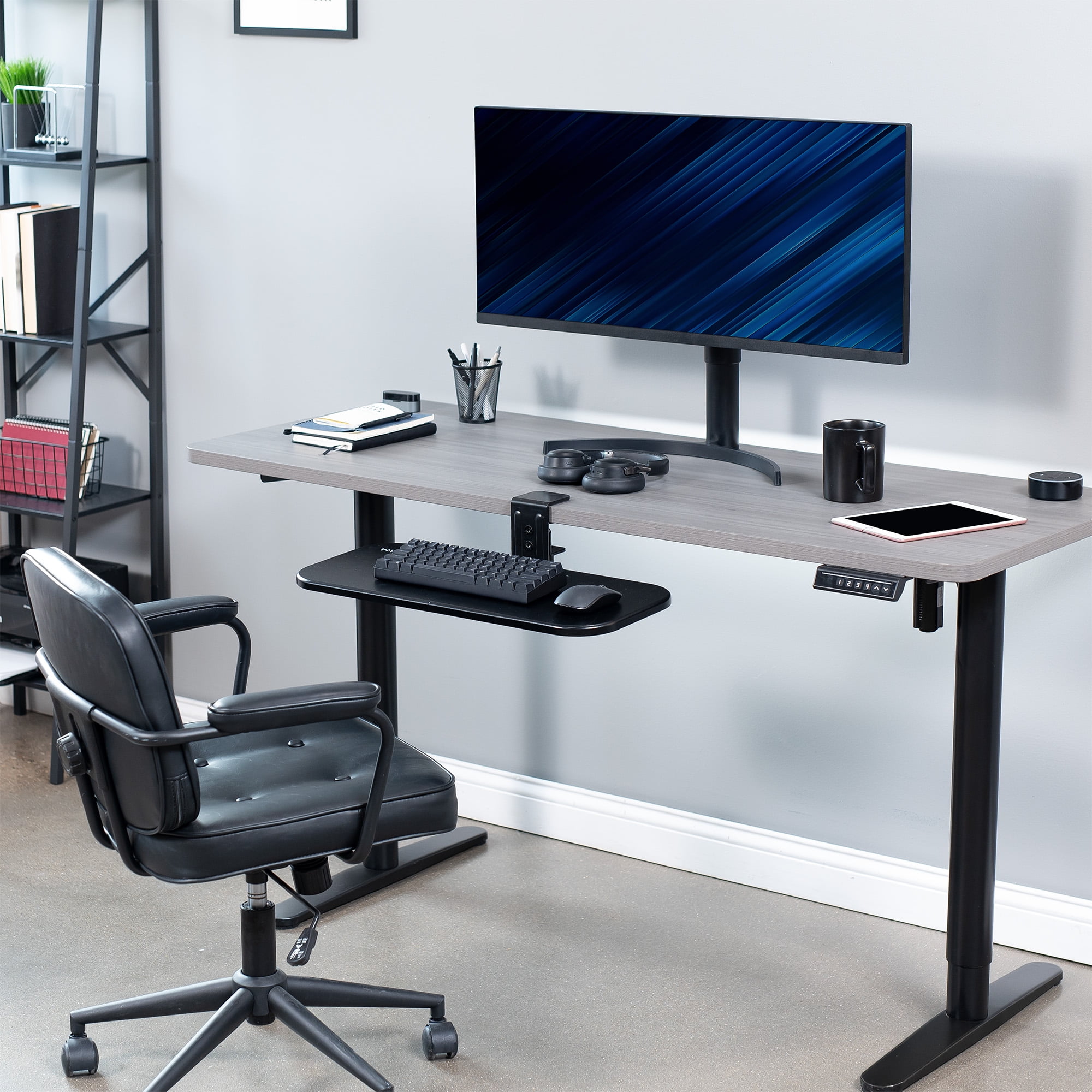 VIVO Black Single Clamp Rotating Keyboard Tray
