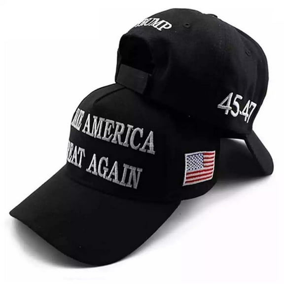Trump 45-47 MAGA Hat – USA Flag Embroidered Cap with "Make America Great Again