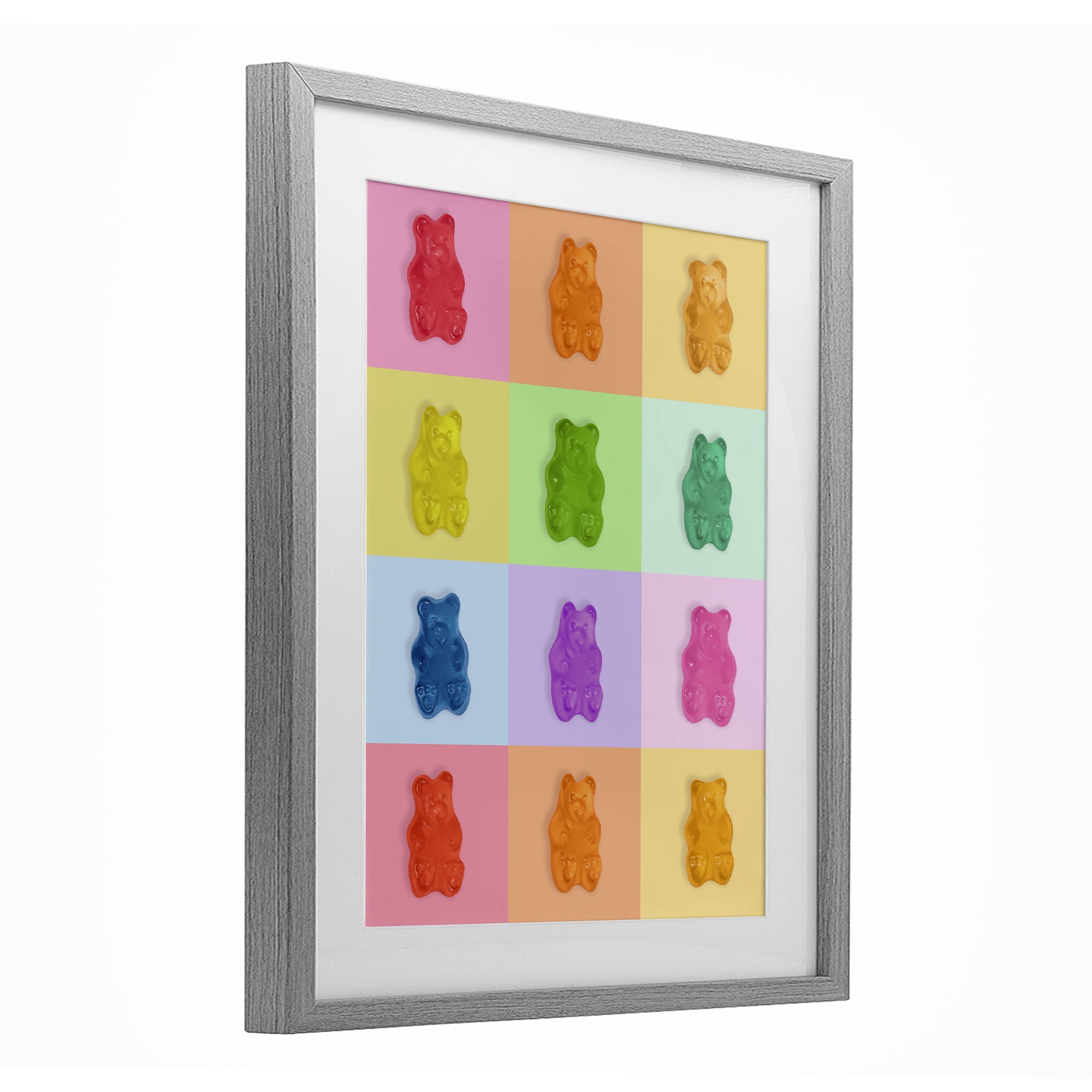 Stupell Industries Rainbow Gummy Bear Candy Grid Gray Framed Print Under Glass, design by LISH Creative