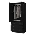 thumbnail image 7 of Nmkwnr Armoire with 3 Drawers and 1 Rod, 2 Doors Storage Cabinet for Living Room, Bedroom, Black, 7 of 7