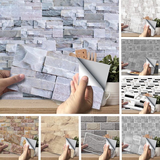 CVLIFE Self Adhesive Retro Wood Pattern Wall Sticker Kitchen Backsplash