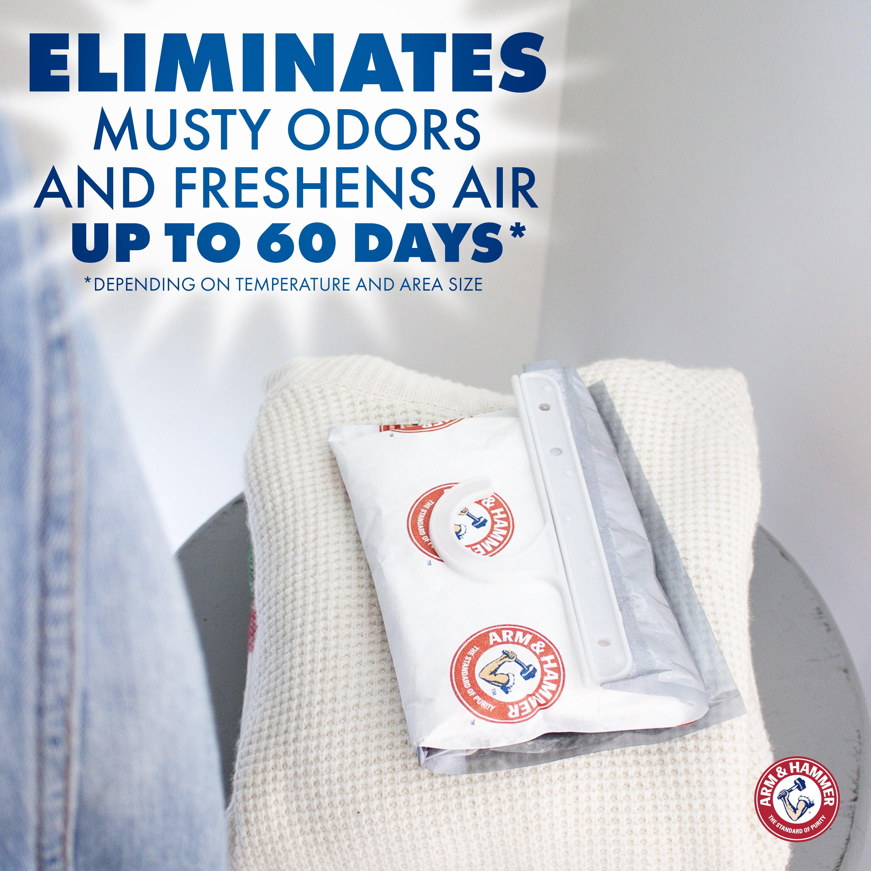 Arm & Hammer Fragrance Free Disposable Storage Moisture Absorber and Odor Eliminator Hanging Bags, 2 Pack